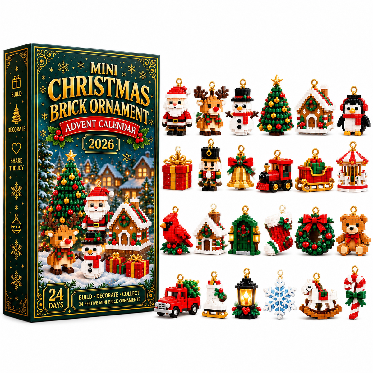 upsell⏳ Letzter Tag, um 49 % zu sparen – 🎄 24-Tage-Mini-Weihnachtsdeko-Adventskalender | 24 einzigartige, festliche Bausets mit Aufhängeschlaufen – perfekt zum Schmücken von Weihnachtsbäumen, Kränzen und festlichen Dekorationen 🧱
