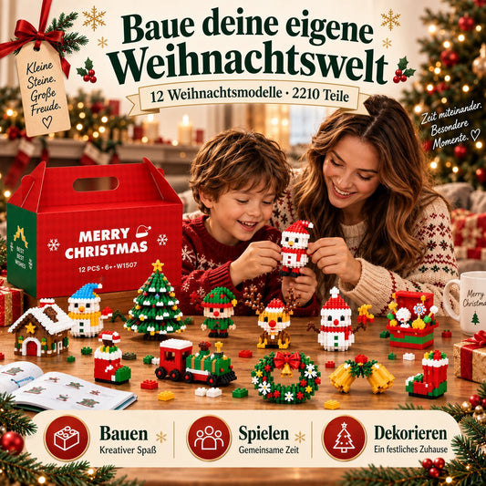 ⏳ Nur heute 49 % sparen – 🎄 12-Tage-Mini-Weihnachts-Bauset zum Selberbauen | 12 einzigartige, festliche Bausets mit Aufhängeschlaufen – perfekt zum Schmücken von Weihnachtsbäumen, Kränzen und festlichen Dekorationen 🧱
