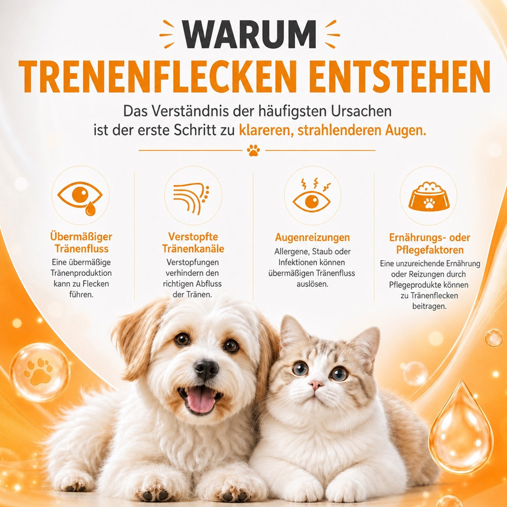 Sanfte Tropfen zur Entfernung von Augenflecken bei Haustieren