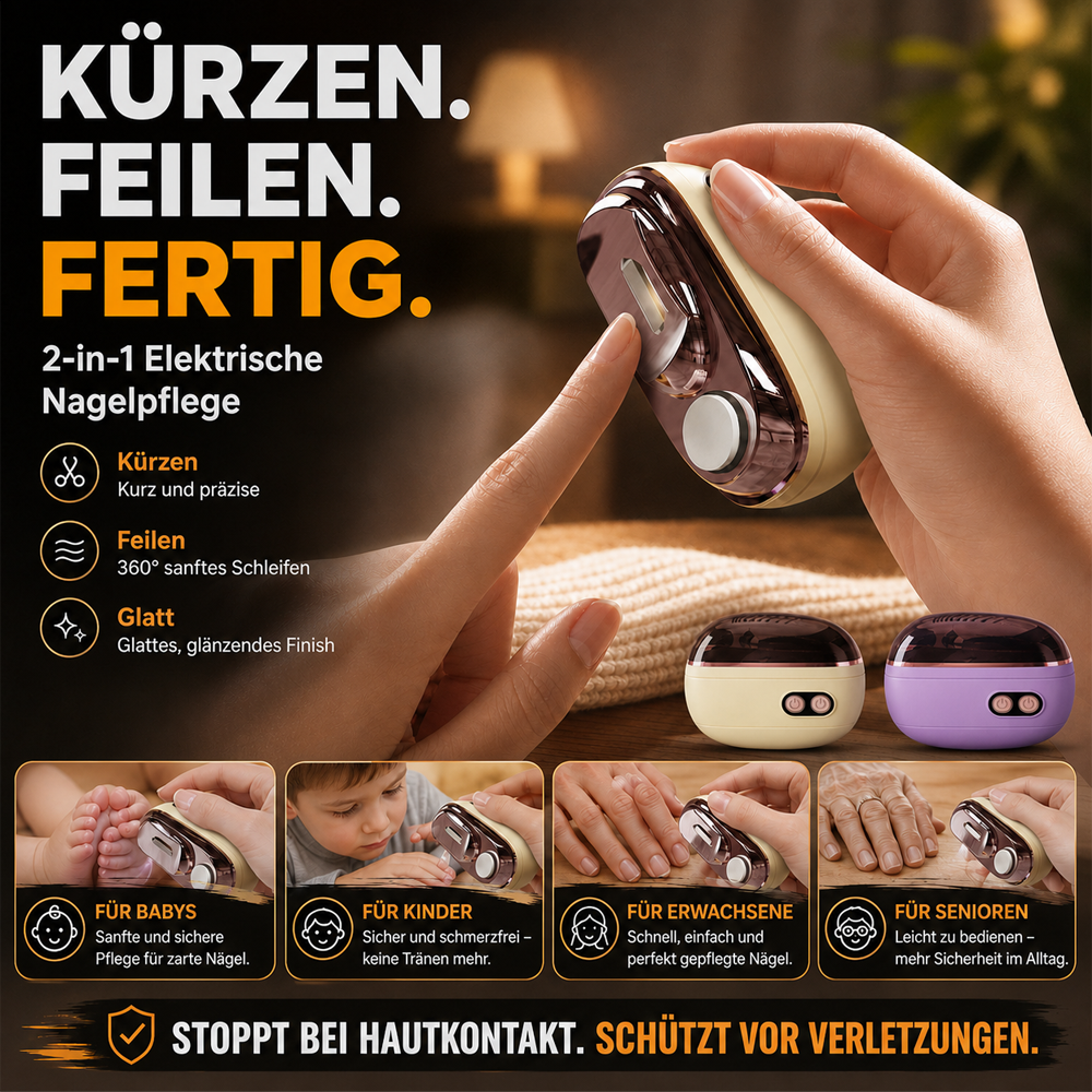 🔥NUR HEUTE: 50 % 🌟 2-in-1-Smart-Elektronagelschere & -Polierer ✂️💅 Die elektrische Nagelpflege für die ganze Familie!