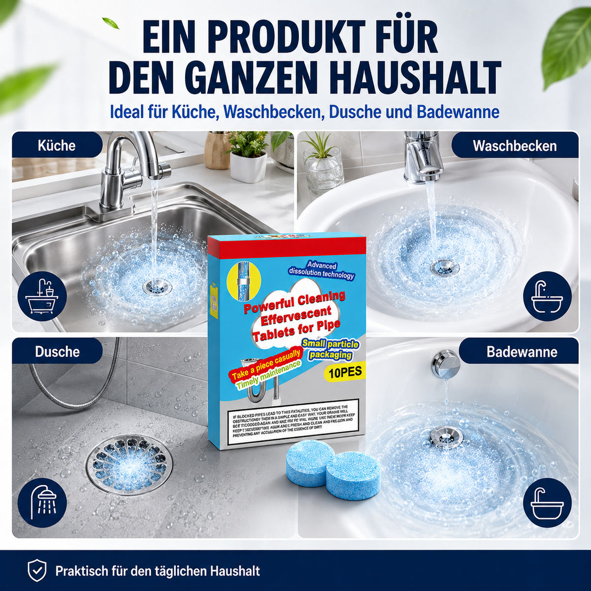 🔥🎁 2+1 GRATIS!!🥳 💞 50K+ VERKAUFT! ⚡💧 Leistungsstarke Brausetabletten zur Rohrreinigung