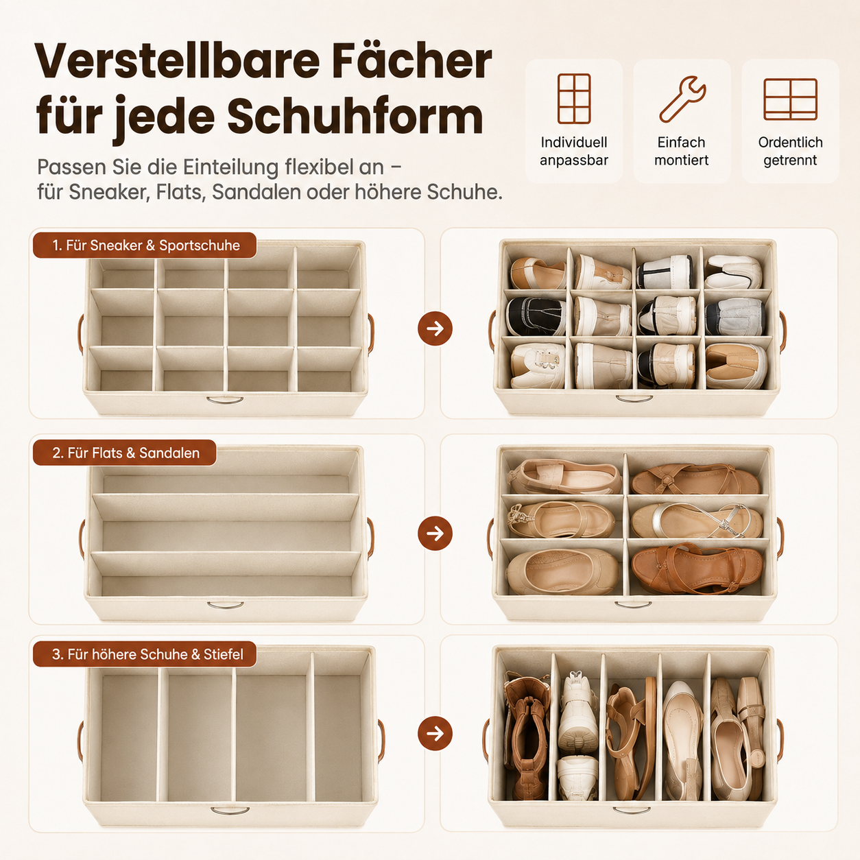 👟 Begrenzte Zeit – 50 % RABATT! 💥 Schuh-Organizer aus Stoff – platzsparende Aufbewahrungsbox – für bis zu 12 Paar Schuhe – ideal für Kleiderschränke, Flure & Reisen – schützt vor Staub & Schmutz