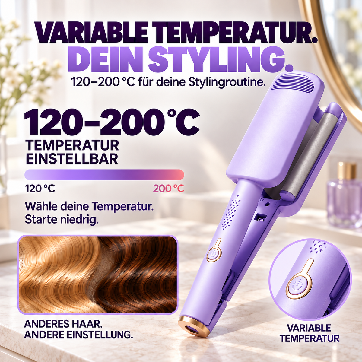 ✨50% RABATT 🌊 32-mm-Welleneisen – Weiche Wellen, voller Glamour! 🌊 4 Temperaturstufen, in ca. 10 Sekunden einsatzbereit, mit Ionen-Technologie