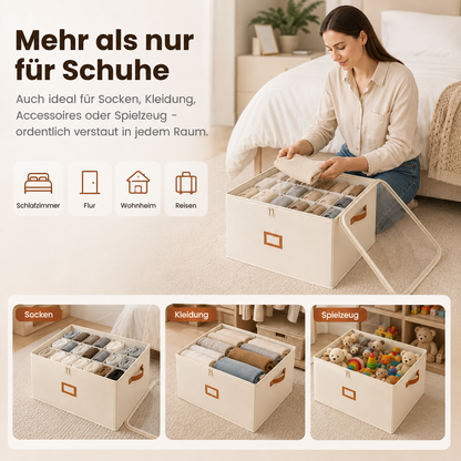 👟 Begrenzte Zeit – 50 % RABATT! 💥 Schuh-Organizer aus Stoff – platzsparende Aufbewahrungsbox – für bis zu 12 Paar Schuhe – ideal für Kleiderschränke, Flure & Reisen – schützt vor Staub & Schmutz