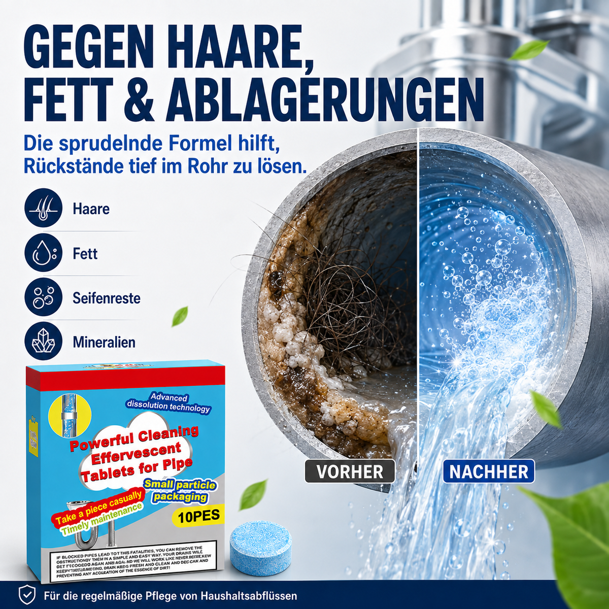 🔥🎁 2+1 GRATIS!!🥳 💞 50K+ VERKAUFT! ⚡💧 Leistungsstarke Brausetabletten zur Rohrreinigung