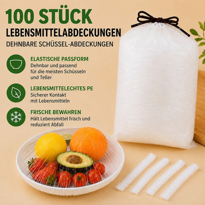 ⏳Zeitlich begrenztes Angebot 🔥100 Stück Frischhaltehauben, Elastische Abdeckungen für Schüsseln & Teller, Alternative zu Frischhaltefolie, für Lebensmittel & Reste