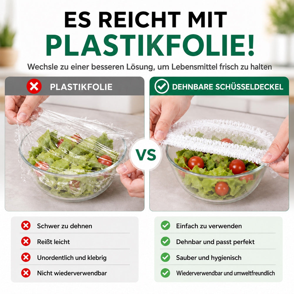 ⏳Zeitlich begrenztes Angebot 🔥100 Stück Frischhaltehauben, Elastische Abdeckungen für Schüsseln & Teller, Alternative zu Frischhaltefolie, für Lebensmittel & Reste