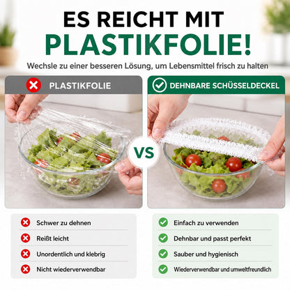 ⏳Zeitlich begrenztes Angebot 🔥100 Stück Frischhaltehauben, Elastische Abdeckungen für Schüsseln & Teller, Alternative zu Frischhaltefolie, für Lebensmittel & Reste