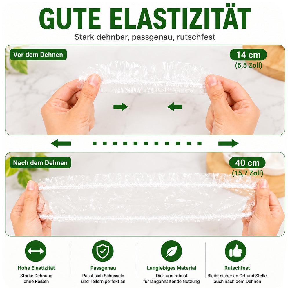 ⏳Zeitlich begrenztes Angebot 🔥100 Stück Frischhaltehauben, Elastische Abdeckungen für Schüsseln & Teller, Alternative zu Frischhaltefolie, für Lebensmittel & Reste