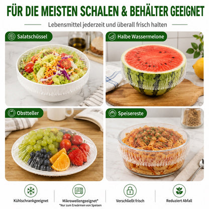 ⏳Zeitlich begrenztes Angebot 🔥100 Stück Frischhaltehauben, Elastische Abdeckungen für Schüsseln & Teller, Alternative zu Frischhaltefolie, für Lebensmittel & Reste