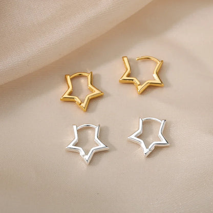 Geometric Star Earrings For Women Stainless Steel Star Hoop Earring Girl Jewelry Gift Charm Hypoallergenic Accessories Brincos