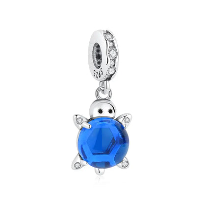 Original 925 Sterling Silver Charms Love Heart Turtle Murano Glass Pendant Beads Fit Pan Bracelet Necklace Jewelry For Women