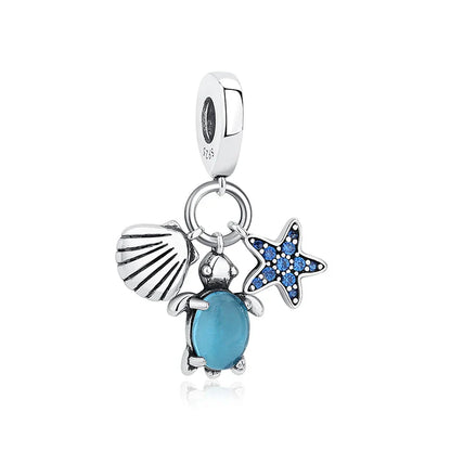 Original 925 Sterling Silver Charms Love Heart Turtle Murano Glass Pendant Beads Fit Pan Bracelet Necklace Jewelry For Women
