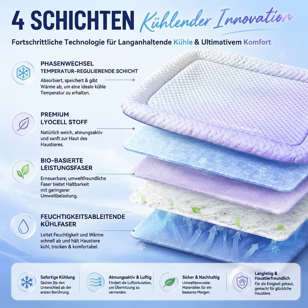 ❄️Atmungsaktive Premium-Kühlmatte für Hunde & Katzen – Kühl, weich & komfortabel🐾