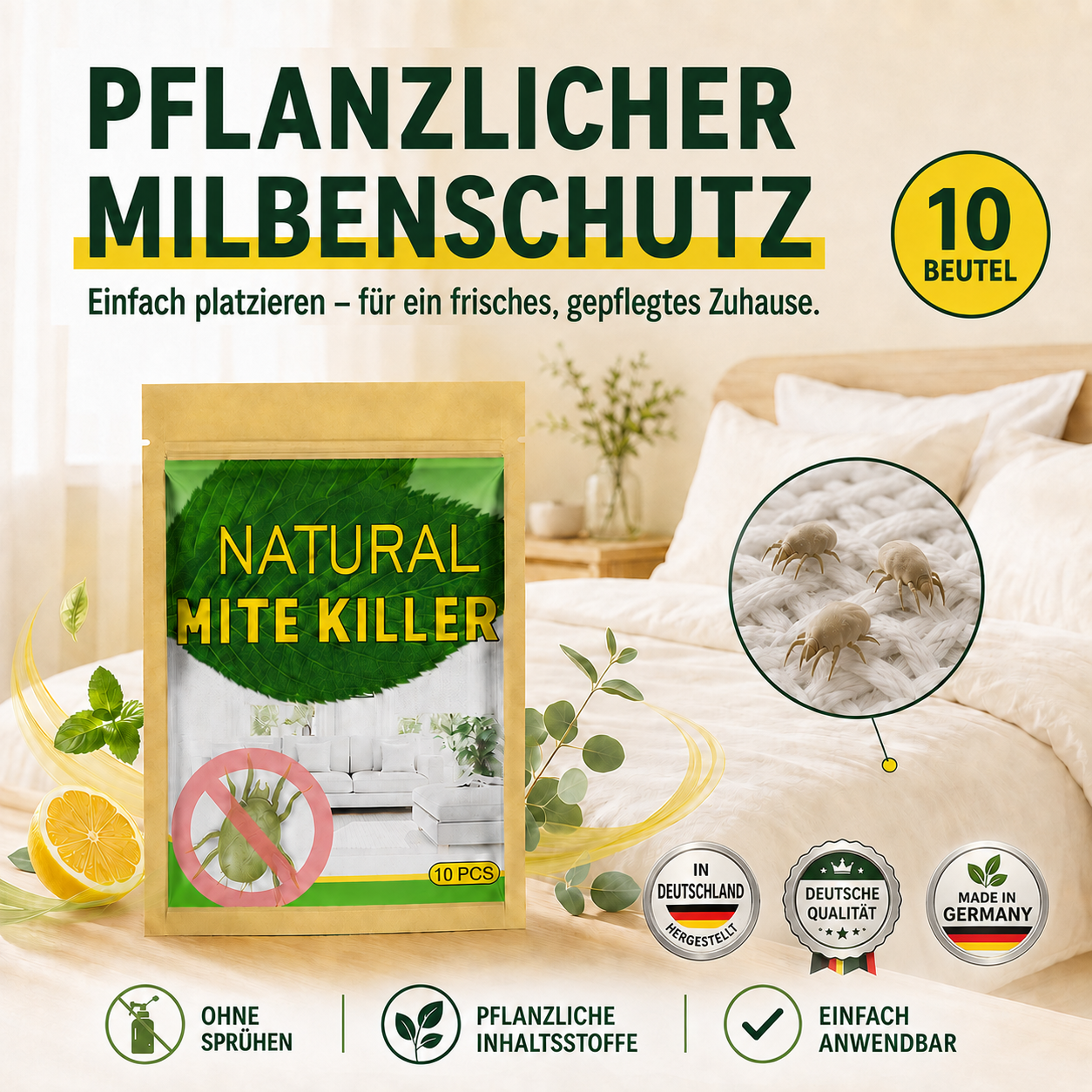 ♻️Milbenschutz-Säckchen gegen Hausstaubmilben | Milben in Matratze, Bett und Sofa wirksam bekämpfen – für hygienische Frische und erholsamen Schlaf