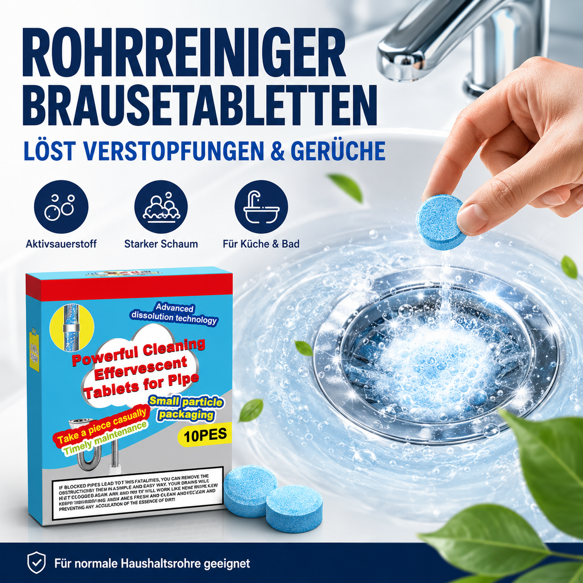 🔥🎁 2+1 GRATIS!!🥳 💞 50K+ VERKAUFT! ⚡💧 Leistungsstarke Brausetabletten zur Rohrreinigung