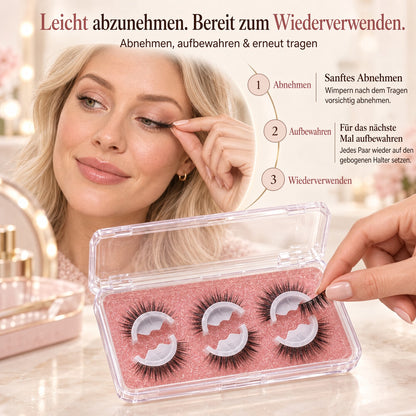 🥳 Kaufe eins, bekomme eins gratis ! 👁️✨ Wiederverwendbare selbstklebende Wimpern. Kein Kleber erforderlich, einfach aufdrücken. Mehrfach nutzbar & leicht abzunehmen 💕🌸