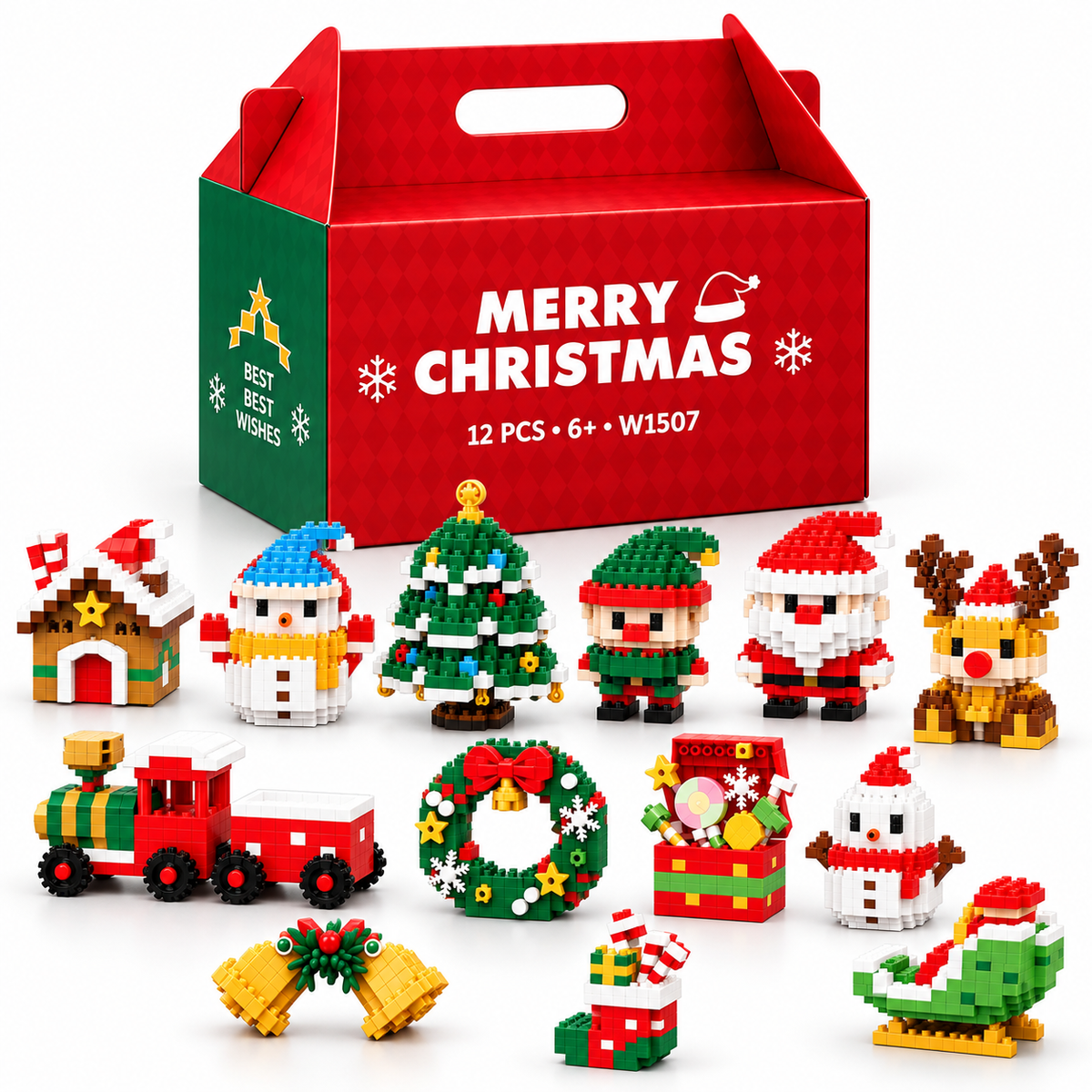 ⏳ Nur heute 49 % sparen – 🎄 12-Tage-Mini-Weihnachts-Bauset zum Selberbauen | 12 einzigartige, festliche Bausets mit Aufhängeschlaufen – perfekt zum Schmücken von Weihnachtsbäumen, Kränzen und festlichen Dekorationen 🧱