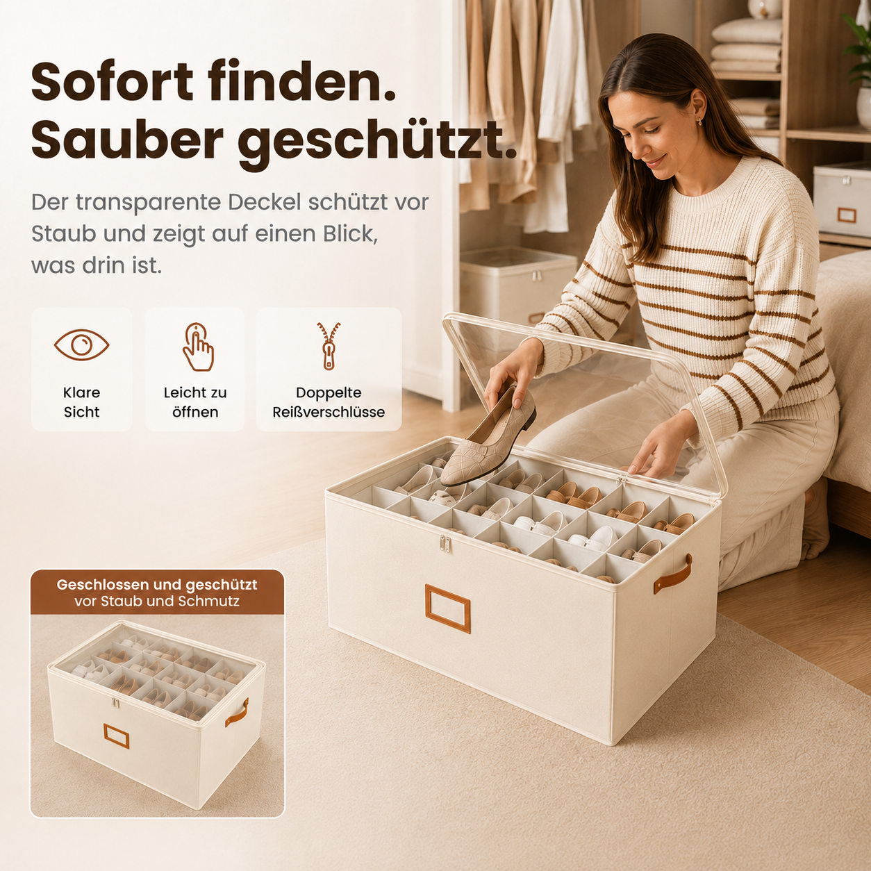 👟 Begrenzte Zeit – 50 % RABATT! 💥 Schuh-Organizer aus Stoff – platzsparende Aufbewahrungsbox – für bis zu 12 Paar Schuhe – ideal für Kleiderschränke, Flure & Reisen – schützt vor Staub & Schmutz